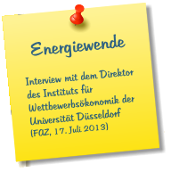Energiewende  Interview mit dem Direktor des Instituts fr Wettbewerbskonomik der Universitt Dsseldorf (FAZ, 17. Juli 2013)